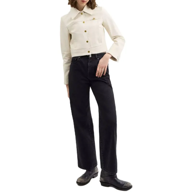 COACH Leather Jacket Women's White-1
