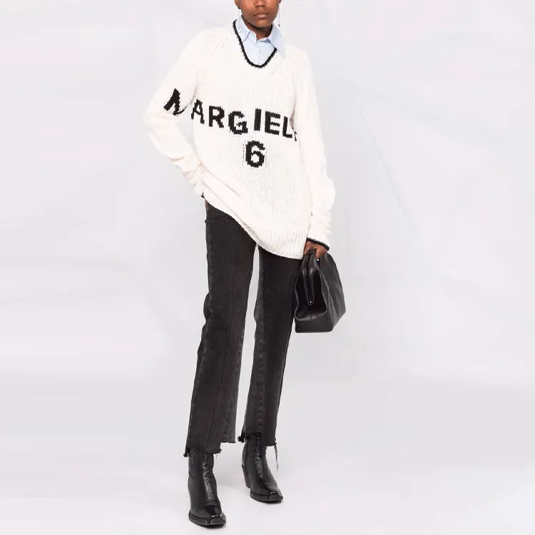 MM6 Maison Margiela SS22 Loose Fit Sweater Women's White-1