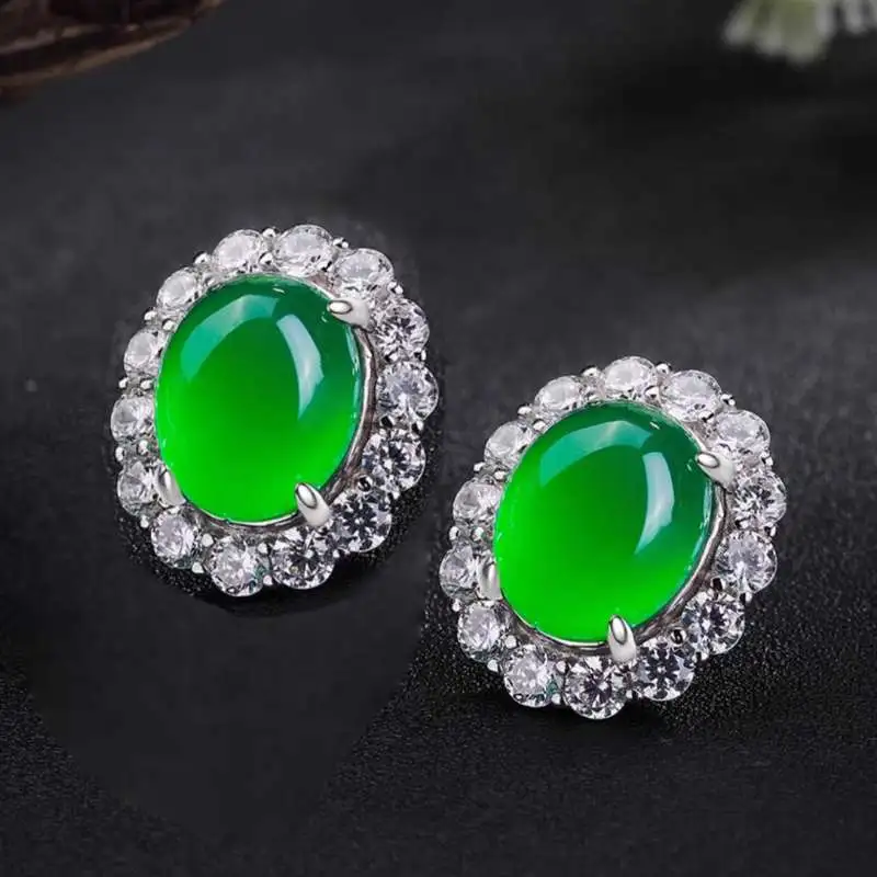 JUNWEN Chalcedony Stud Earrings Women's-1