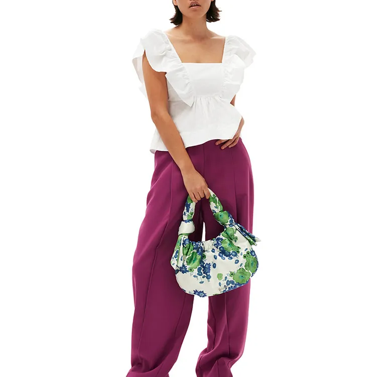 GANNI Ruffled Poplin Sleeveless Blouse-1