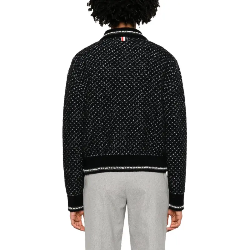 THOM BROWNE Spread collar Tweed Bomber Jacket-4
