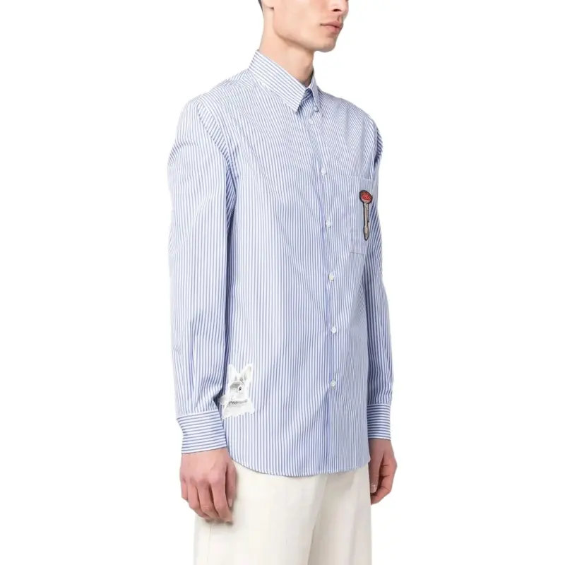Lanvin Patch detail Striped Shirt-3