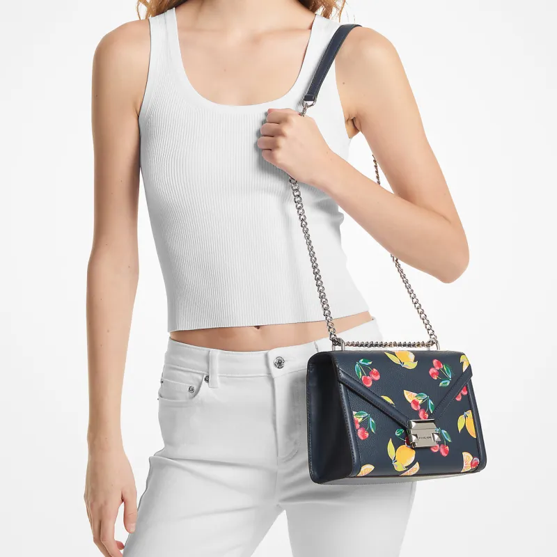 MICHAEL KORS Whitney Polyurethane PU Crossbody Bag, Shoulder Bag Medium Size Women's Marine Blue-3