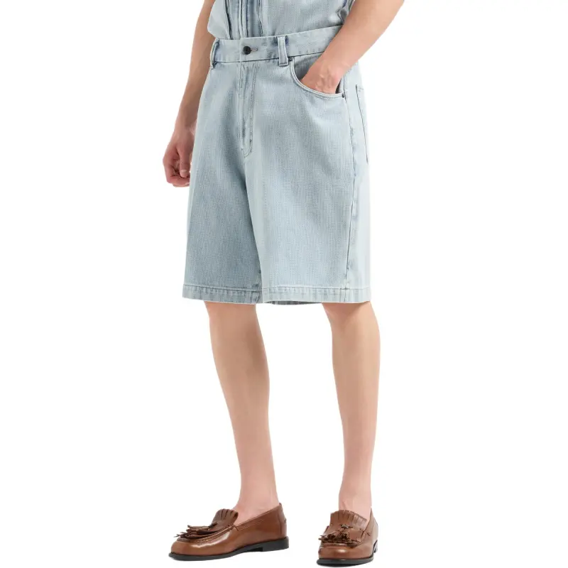 EMPORIO ARMANI Five pocket Denim effect Dobby Fabric Bermuda Shorts-2