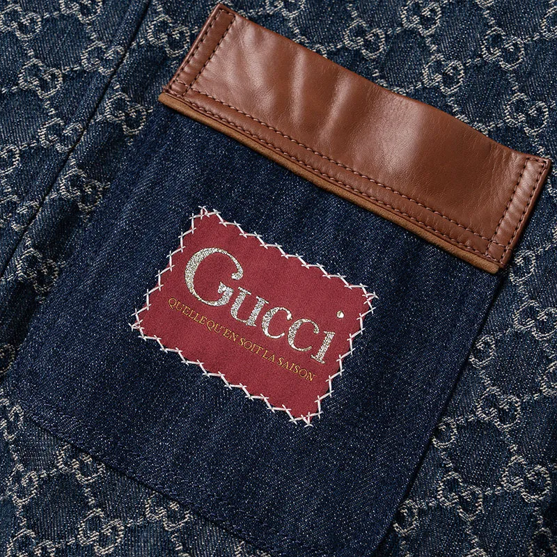 GUCCI Denim Jackets Coats Men's Blue-4