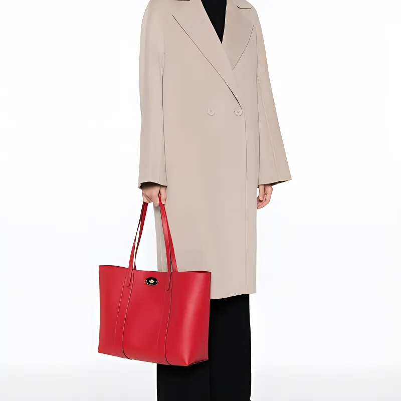 Mulberry Calfskin Tote Bag Shopping Bag Handbag Small Size Women's Blood Red-4