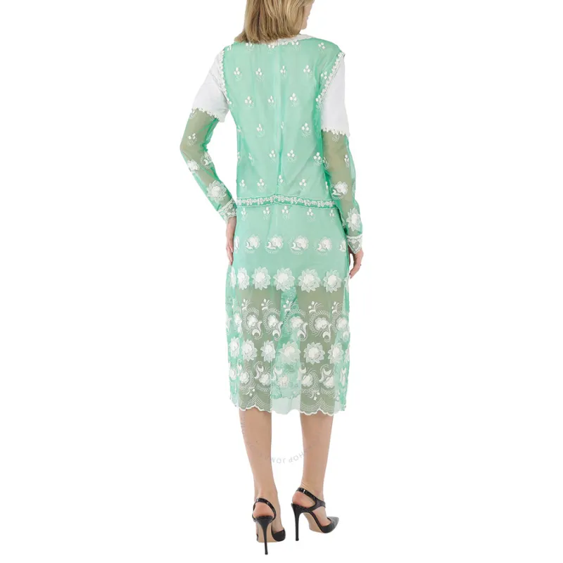 Burberry Long Sleeved Dresses Women's Green-3