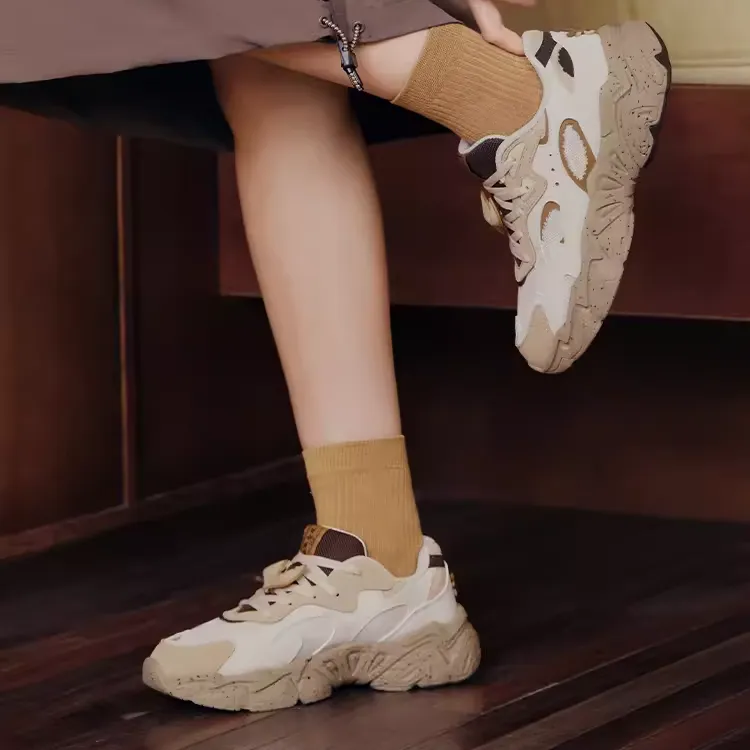 361° Anti Slip Wear Resistant Low Top Chunky Sneakers Women's Oat Milk/Apricot Tea Brown-3