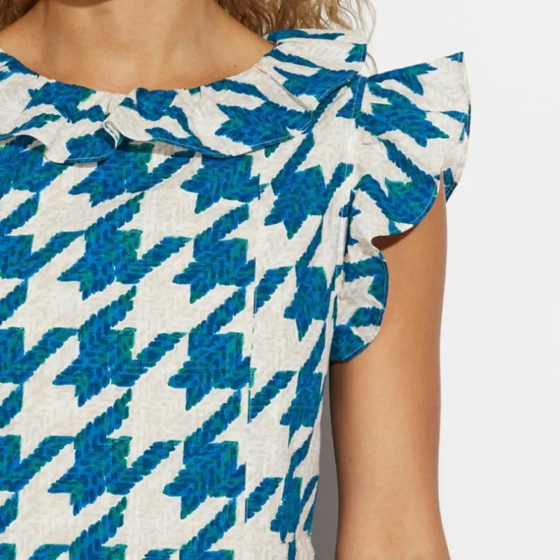 COACH Short Sleeved Dresses Women's Blue-3