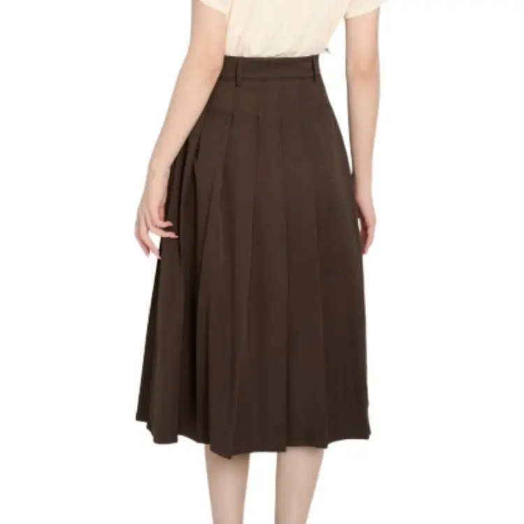 Beautiful Wardrobe Casual Long Skirt Women's Coffee-1