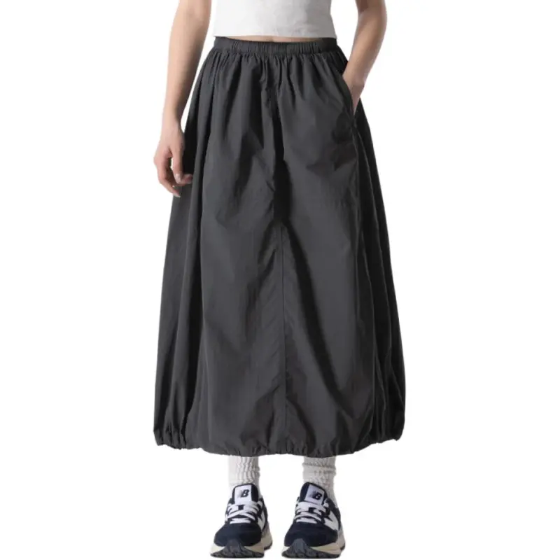 New Balance Casual Long Skirt Women's Black Asphalt Cyan-2