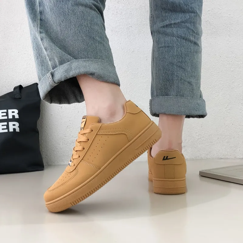 Warrior Anti Slip Wear Resistant Low Top Skateboard Shoes Men's Earth Yellow-7