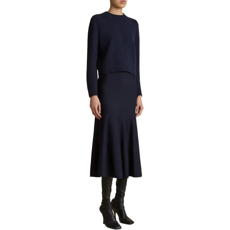 KHAITE Mayu Skirt 'Midnight Navy'-3