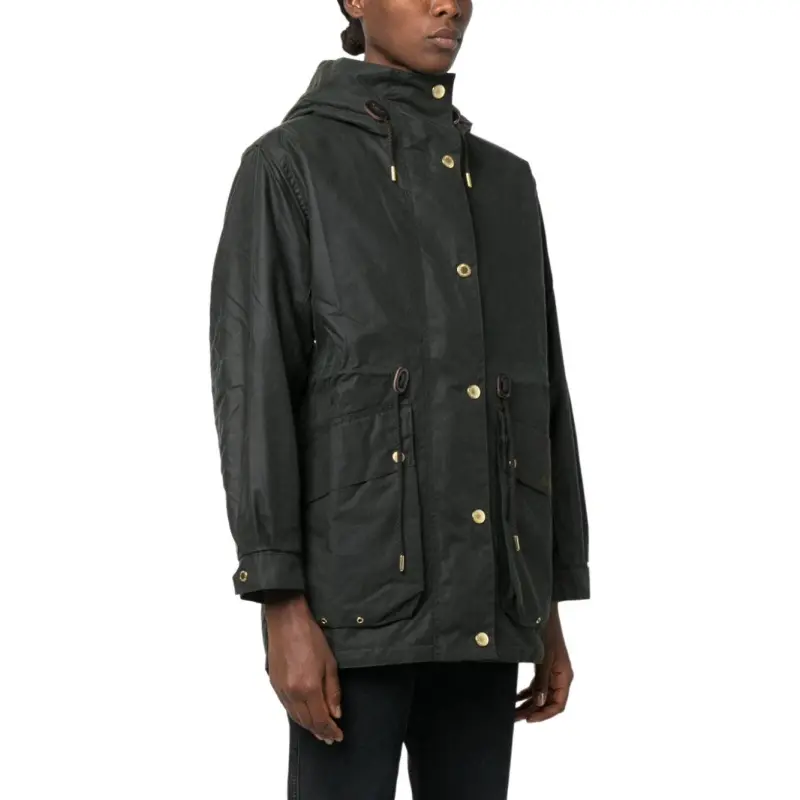 BARBOUR Funnel-Neck Drawstring Long-Sleeved Coat-3