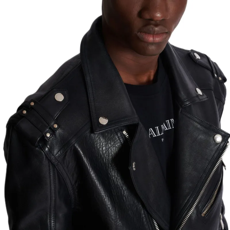 BALMAIN Leather Biker Jacket-7