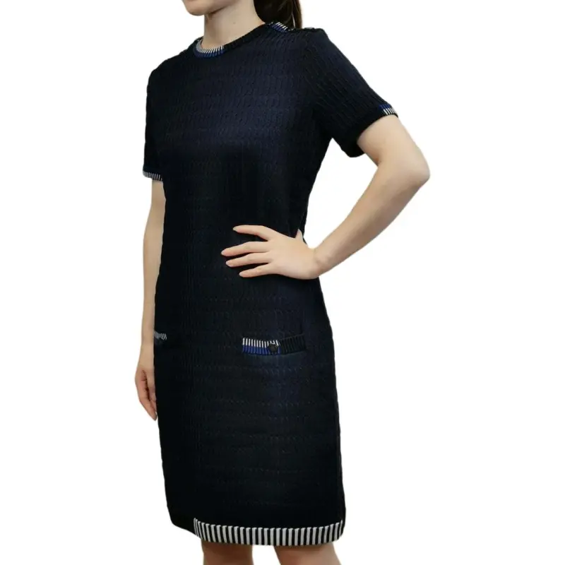 CHANEL Short Sleeved Dresses Women's Blue-3