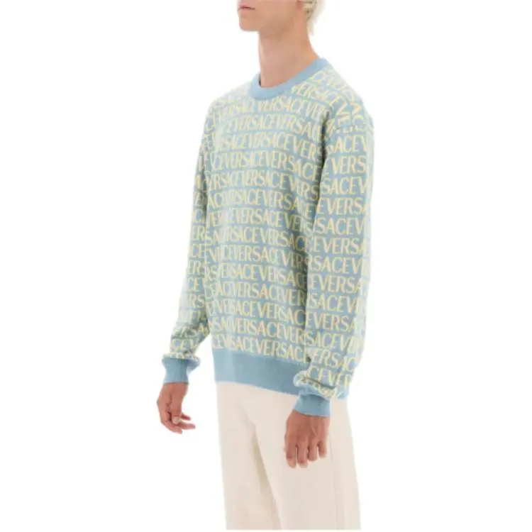 VERSACE All Over Logo Embroidered Crewneck Sweatshirt-2