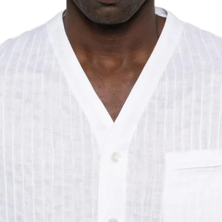 GIORGIO ARMANI Regular fit Linen Shirt With Front Ribs-4