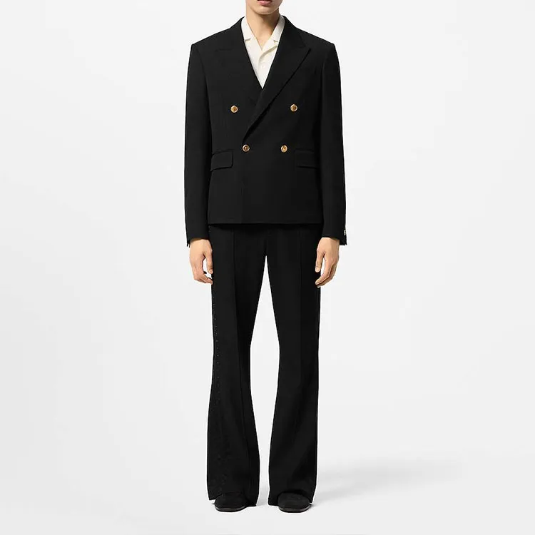 LOUIS VUITTON Double Breasted Wool And Cotton Blend Tailored Jacket-2