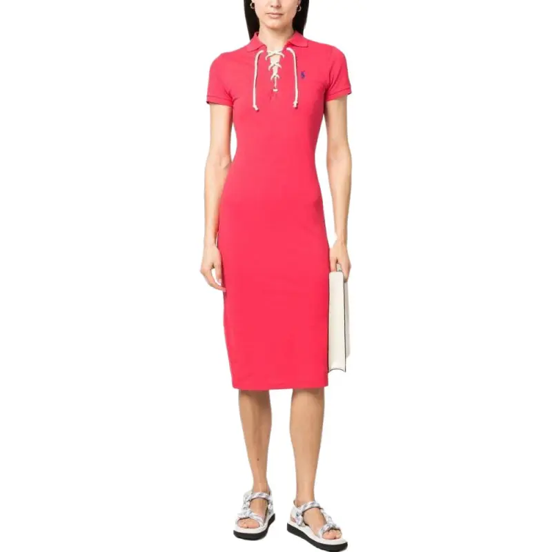 Polo Ralph Lauren Short Sleeved Dress Women's Coral Red-1