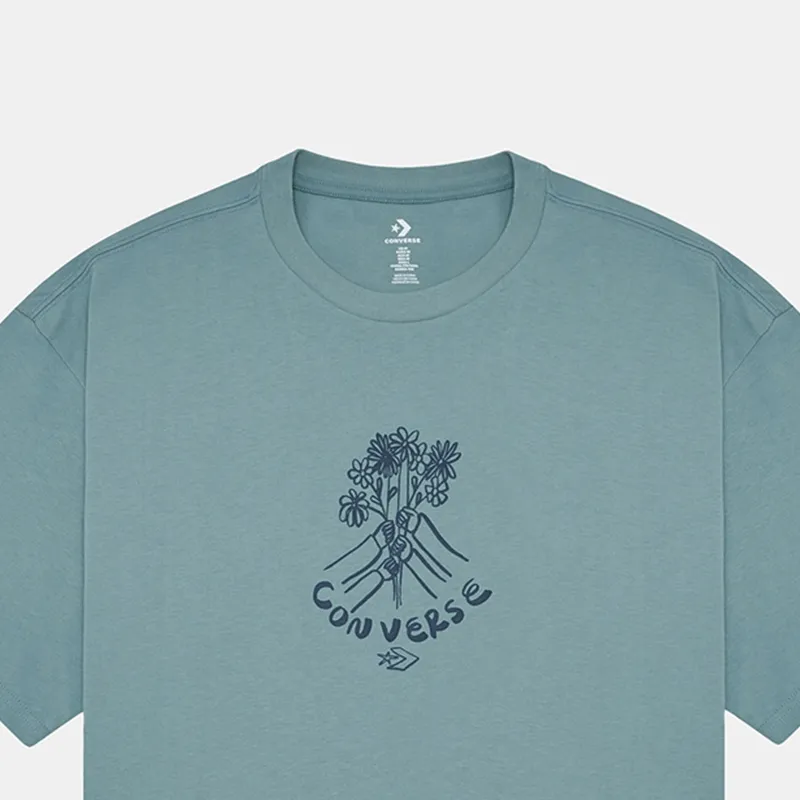 Converse FLOWER FRIENDS T Shirt Men's Peacock Blue-2