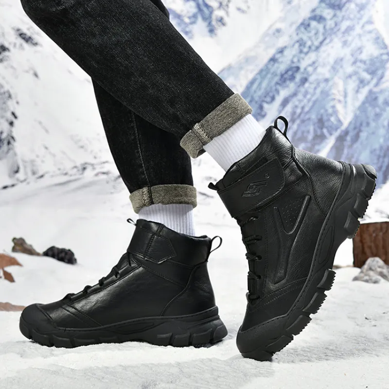 Yi Jiabao Warm Slip Resistant Short Snow Boots Men's Black-2
