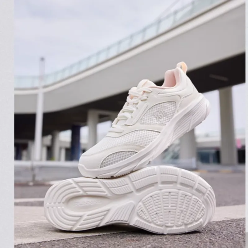 361° Cushioning Anti-Slip And Wear-Resistant Low-Top Running Shoes Women's White Pink-3