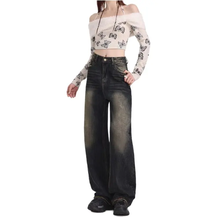 YINLEI Jeans Women's Gray Blue-6