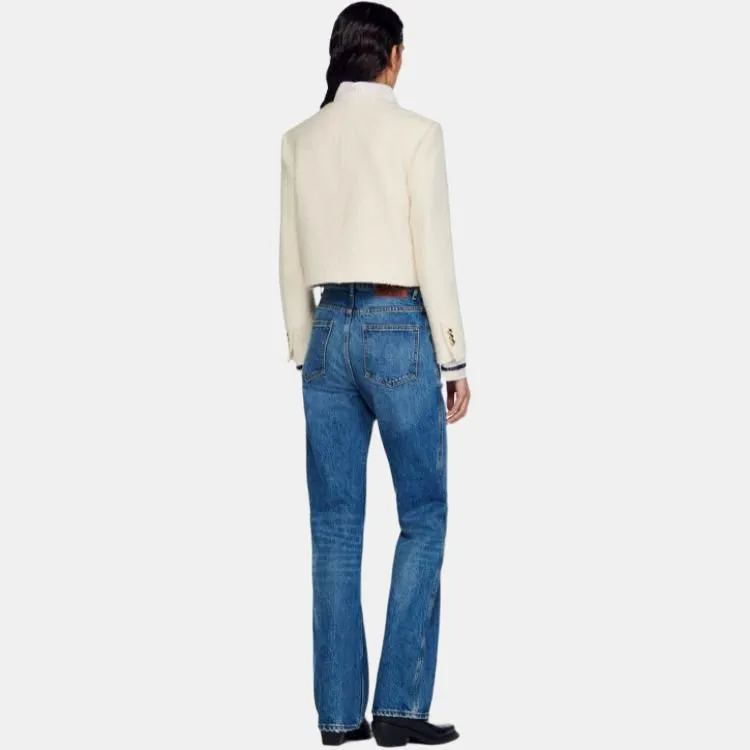 Sandro Cropped Coats Women's White-1