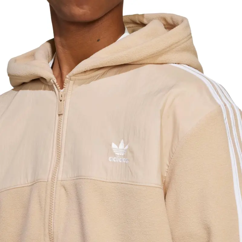 Adidas Originals Adicolor 3 Stripes Teddy Fleece Hoodie-2