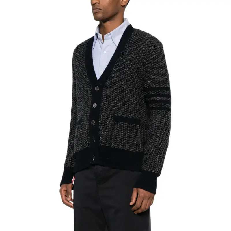 THOM BROWNE 4 Bar Textured knit Cardigan-1