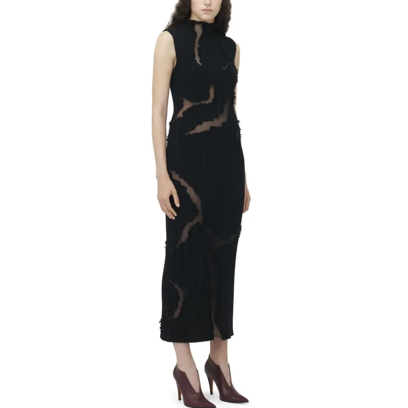 Alexander McQueen Distressed Detail Knit Midi Dress-3