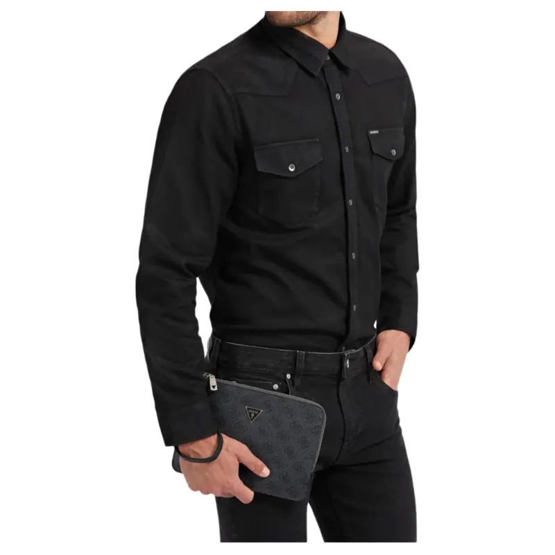 GUESS Polyurethane Clutch Men's Black-3