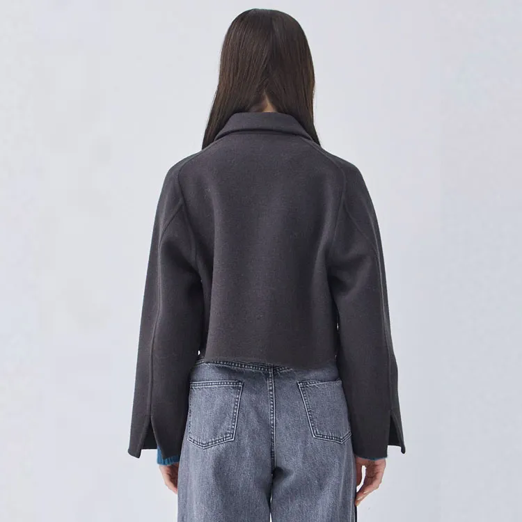PUBLIC TOKYO Cropped Coats Women's Dark Gray-3
