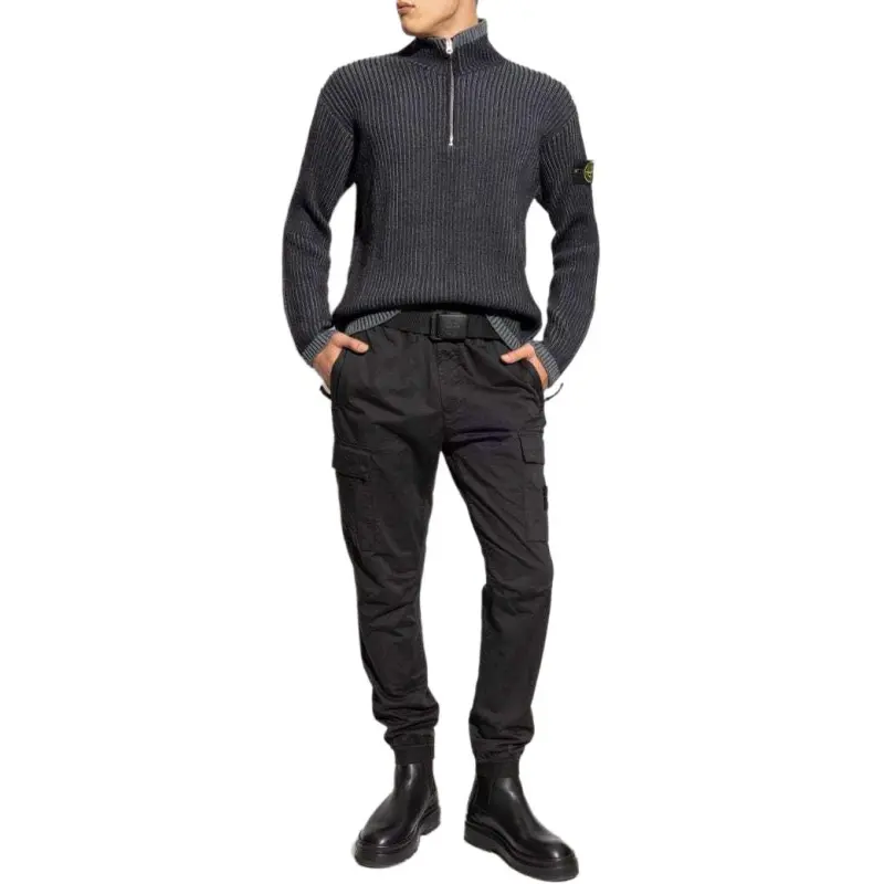 STONE ISLAND Logo Patch High Neck Knitted Jumper-2