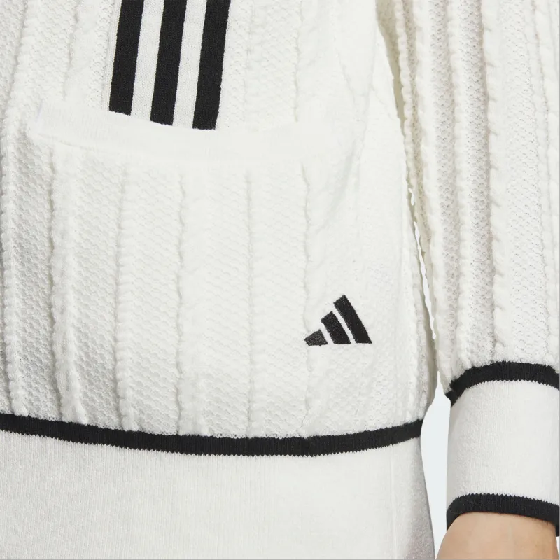 Adidas Primeknit Cable Pattern Cardigan Knitwear Women's White-5