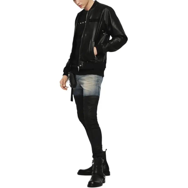 DIESEL Leather Jacket Men's Black-2