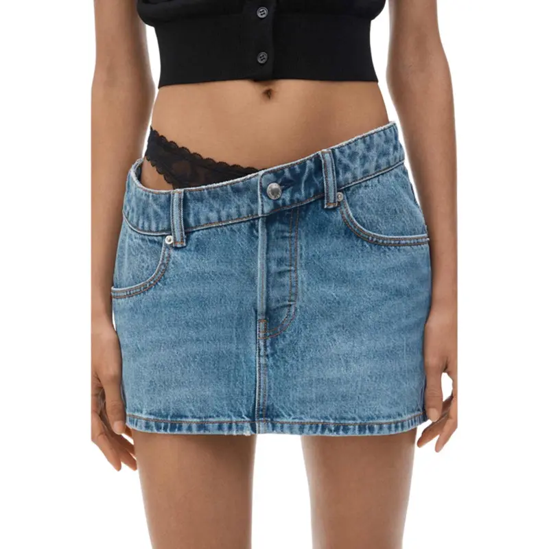 Alexander Wang Lace Detailed Mini Denim Skirt-1
