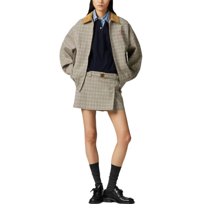 MIU MIU Double Check Jacket Cacao-1