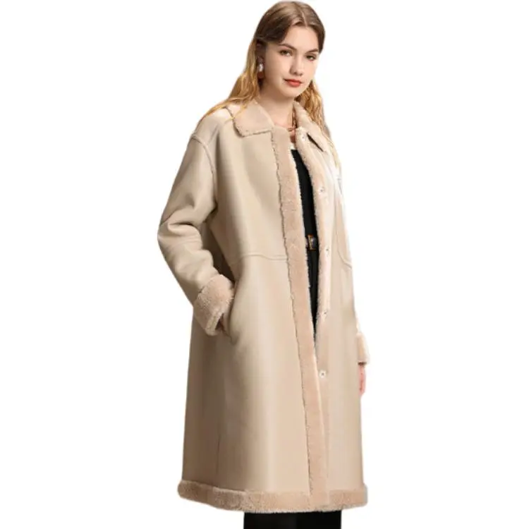 FENHONGMALI Coats Women's Oatmeal/Almond Camel-3