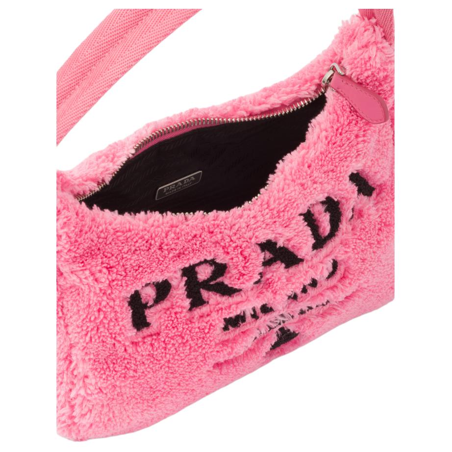 PRADA Re-Edition 2000 Terry Mini Bag Petal Pink/Black - POIZON