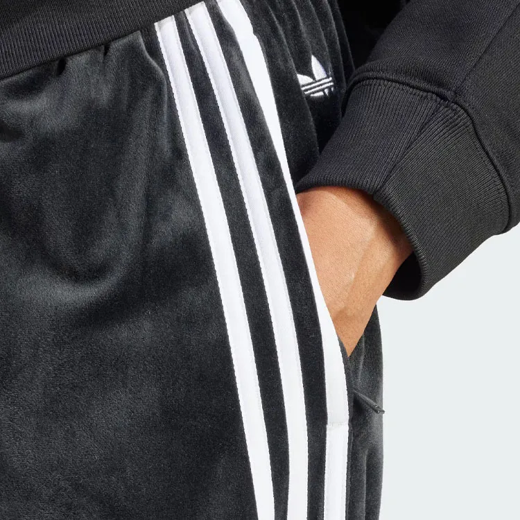 Adidas Originals Velvet Loose Track Pants Knitted Sports Pants Women's Black-4