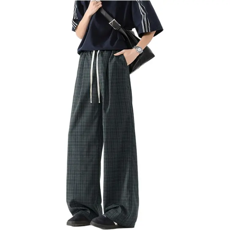 BEAR UNION Casual Pants Unisex Black White Plaid-1
