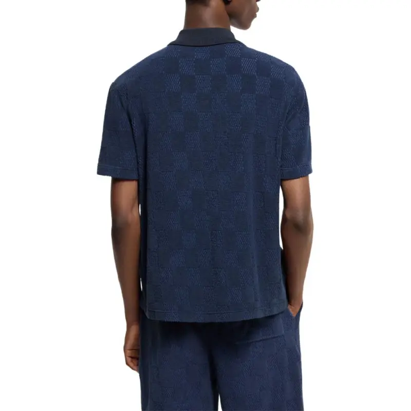 LOUIS VUITTON Damier French Terry Short Sleeved Cotton Blend Shirt-3