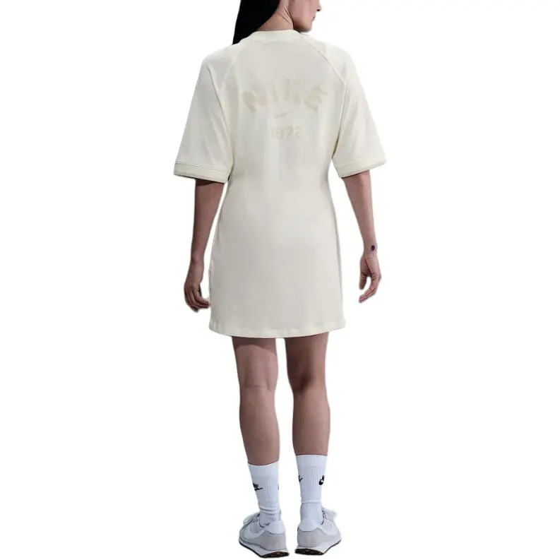 Nike Sportswear1972 Short Sleeved Dress Women's Sail/Light Gold Woody Brown-1