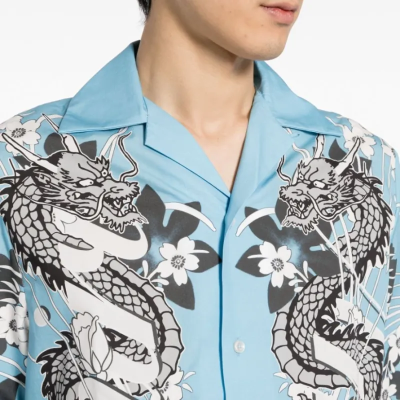 AMIRI Dragon Printed Short Sleeved Bowling Shirt-4