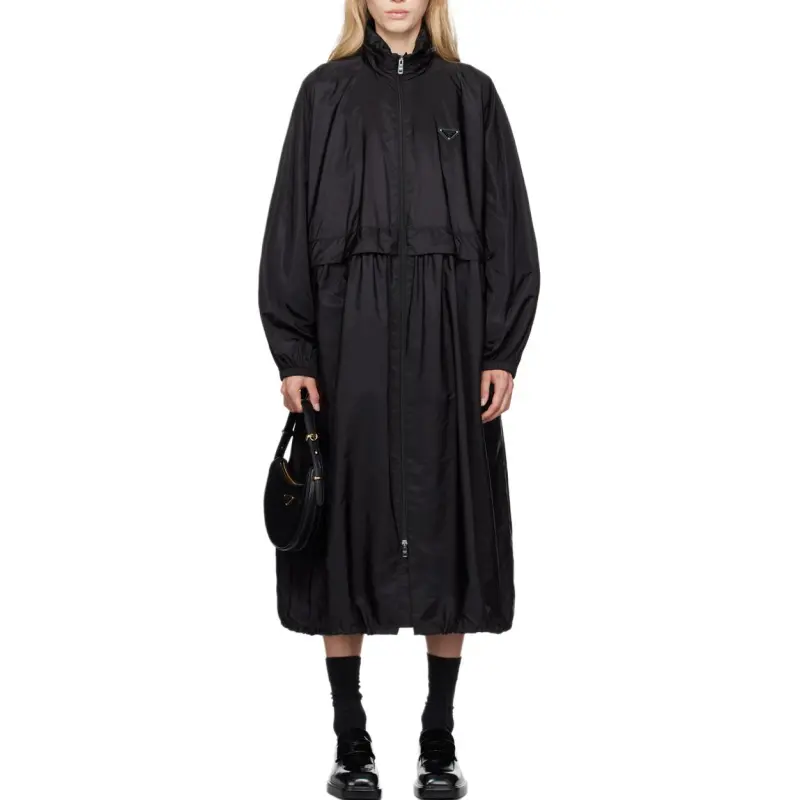 PRADA Logo Plaque Zip Up Raincoat-2