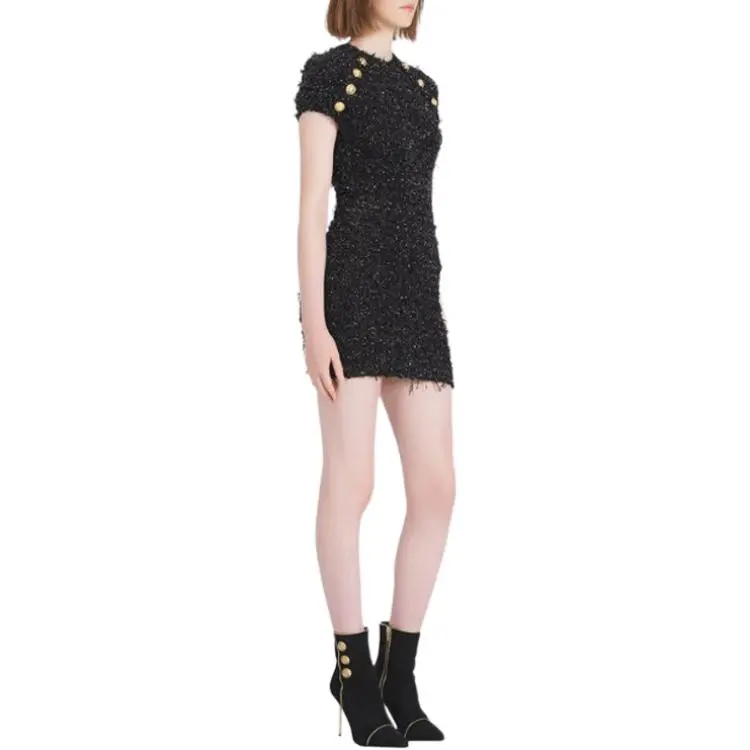 BALMAIN Sequin embellished Tweed Mini Dress-5