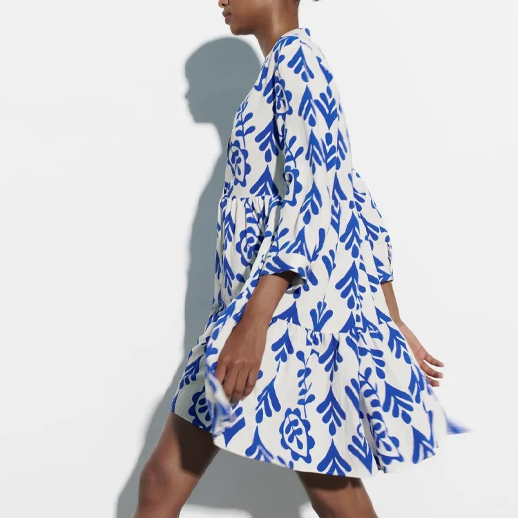 ZARA Long-Sleeved Dresses Women's White-3