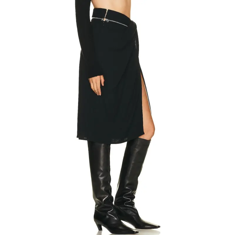 Jacquemus Zip Detailed Front Slit Midi Skirt-3